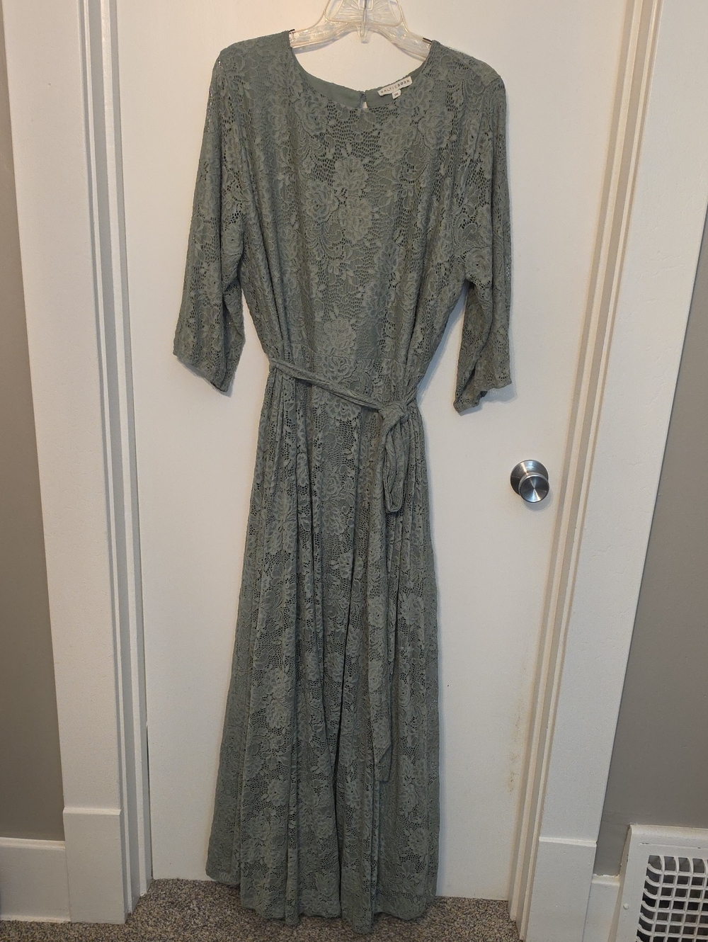 Baltic Born Sage Lace Maxi Dress with Waist Tie